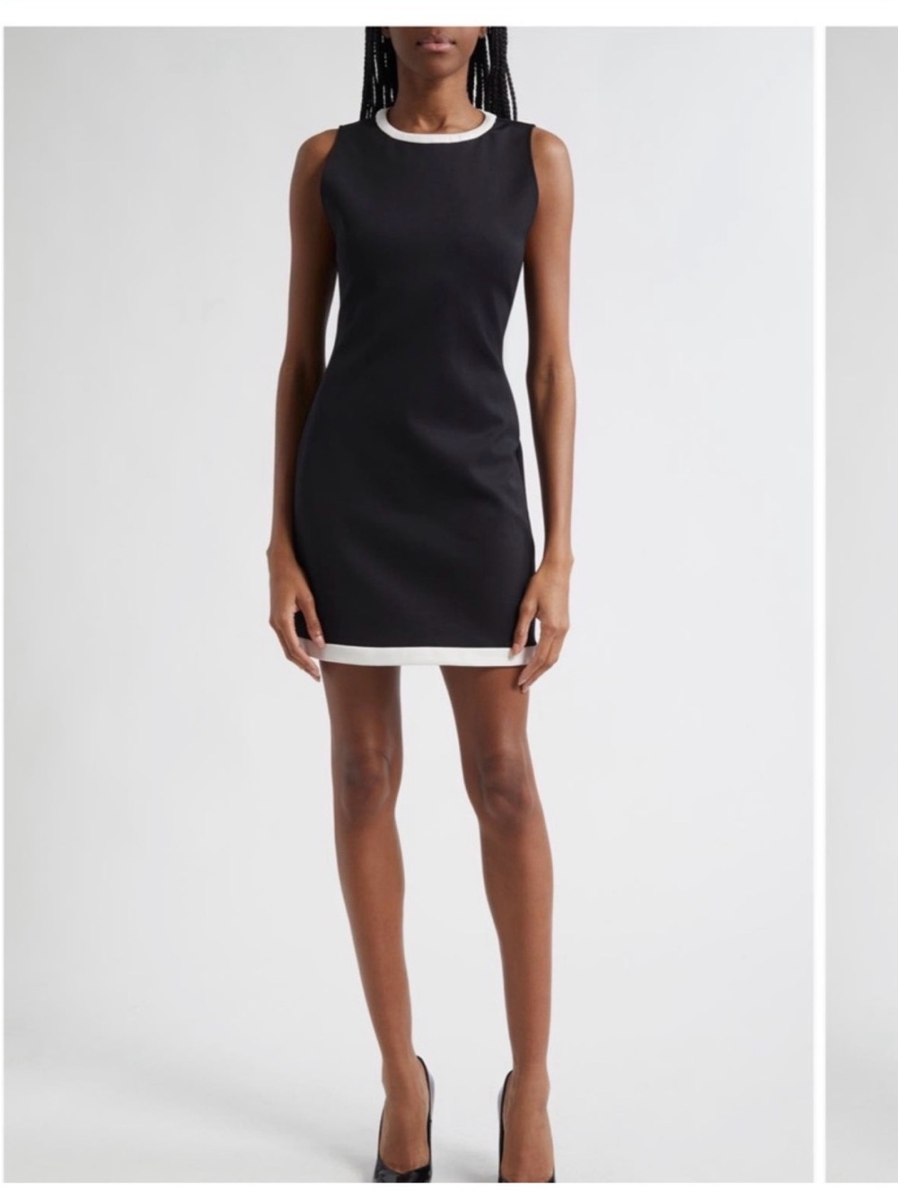 Alice + Olivia Wynell Sheath Black Mini Dress with White Trim size 8